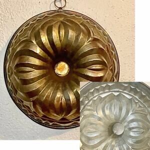 Antique Copper Bundt Pan Tin Lined 10” Baking Mold - Vintage German French Euro